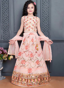 Kids - 5-16 years, blush pink georgette sequins Lehenga