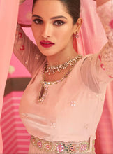 Janisha - Peach Georgette embroidered palazzos