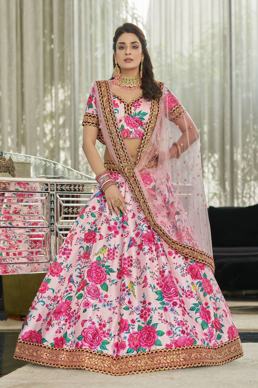 Floral art silk Lehenga