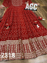 AGC collection: Red bandhani print anarkali