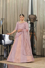 Peach and purple pastel art silk Lehenga
