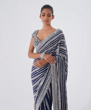 Navy blue partywear saree