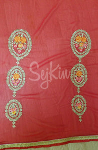 Orange and red silk saree