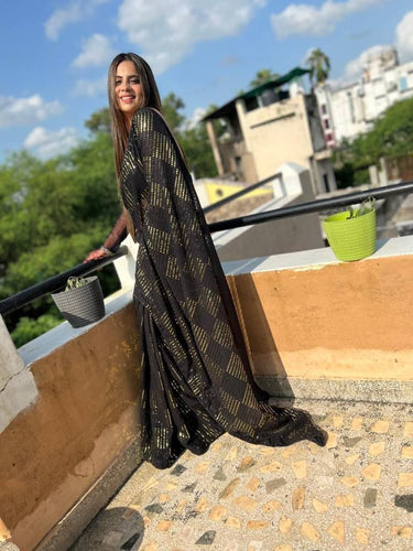 Black dinner party sequinned saree