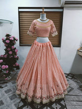 Sequinned Lehenga in peach