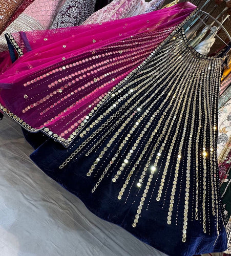 Blue and pink sparkle Lehenga