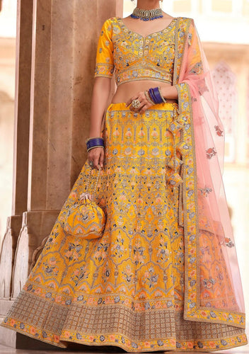 Elna wedding Lehengas: mustard pop