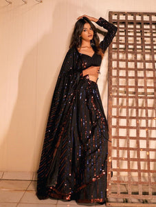 Blooming georgette black sequins Lehenga