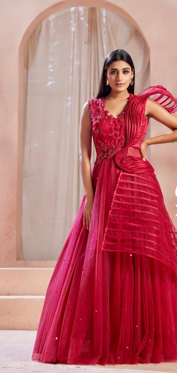 Net hot sale evening gown