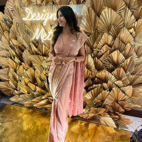 Boutique style soft pink saree
