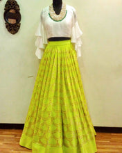 Indo western stylish lime green Lehenga