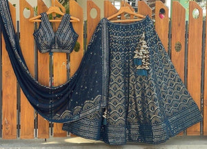 Regal blue embroidered Lehenga