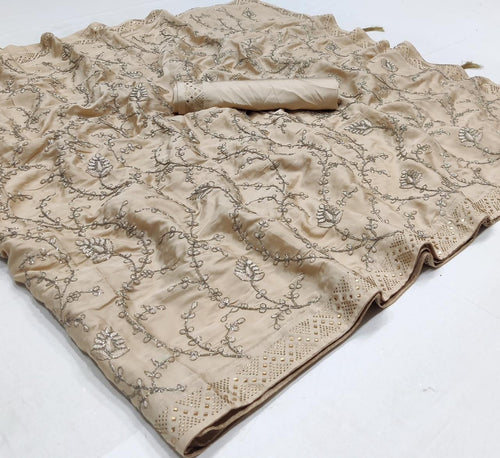 Silk crepe saree with latkan