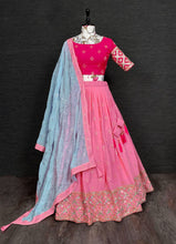 Pink mirror work Lehenga