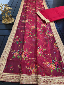 Organza floral digital print saree
