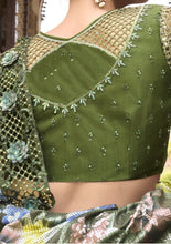 Heavy designer forest green partywear saree