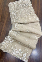 Celebrity inspired pearl and thread work saree