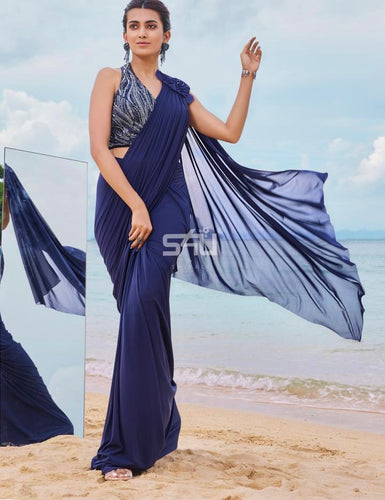 Dazzling drape collection - ready to wear blue saree