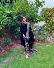 Navy blue velvet anarkali readymade