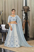 White and powder blue Lehenga