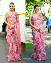 Bollywood style - pink Mirror work floral saree