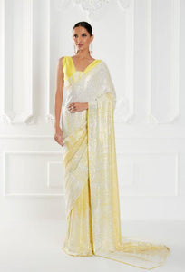 Karina two toned sequinned wedding sarees in pastel colours