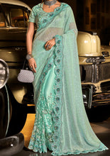 Swarovski designer saree collection: sea green saree