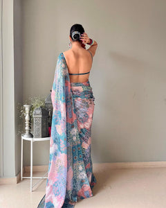 Sea abstract saree