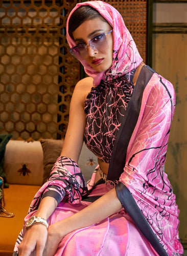 Printed Japan crepe saree