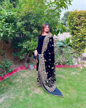 Navy blue velvet anarkali readymade