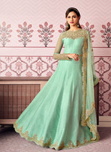 Green embroidered Anarkali gown