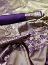 Two tone dark wine/purple banarasi saree