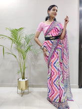 Colourful Sabyasachi inspired ready to wear saree with Sabyasachi inspired belt