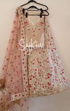 Cream tussar silk lehenga