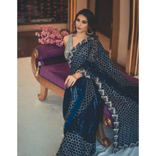 Royal blue sequins saree