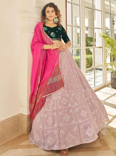 Dusty pink and green Lehenga