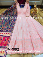 Niks collection: Pastel pink sequins anarkali