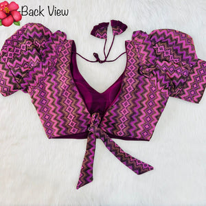 Ikkat blouse with bow