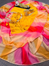 Partywear yellow ruffle saree