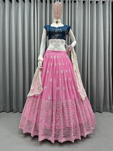 A perfect combination - Blue and pink Lehenga