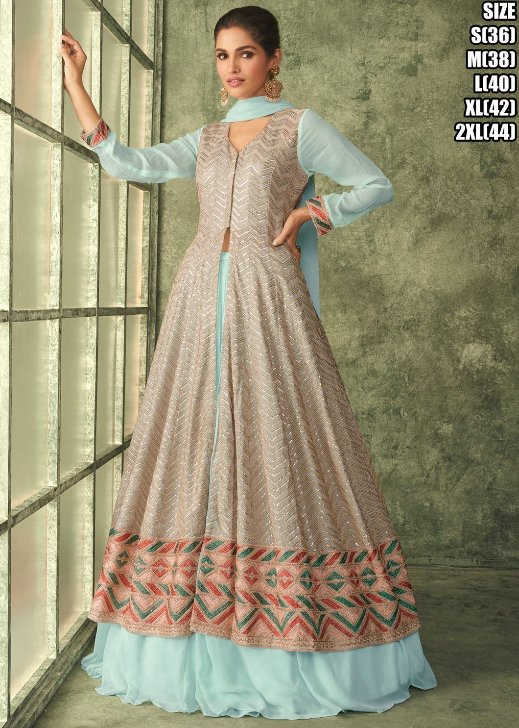 Janisha - gold and baby blue ready to wear gown