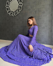 Purple sequins embroidered Lehenga