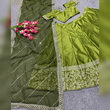 Swati Manish inspired parrot green silk Lehenga