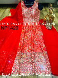 NIKS collection - Red bandhani Nayra cut style