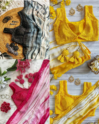 Shibori print georgette sarees