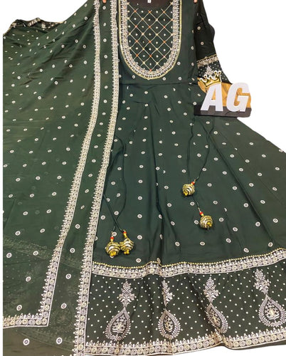 Sal anarkali collection: mehendi green and blue