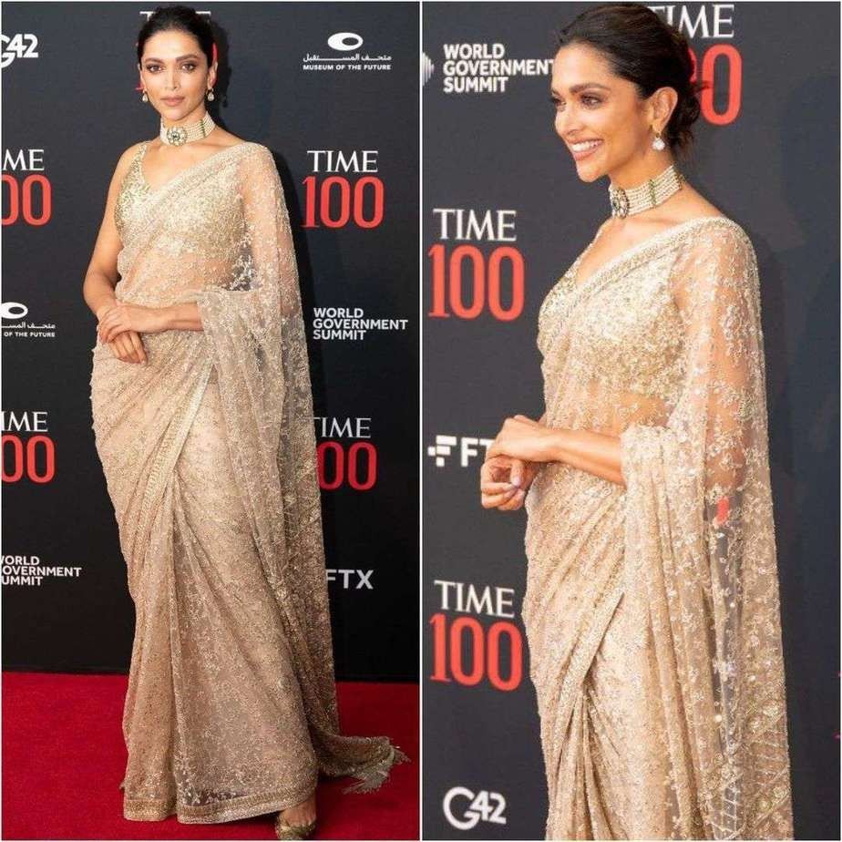 Celebrity inspired gold saree