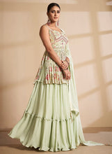 Georgette stitched thread and sequinned lehenga - pista