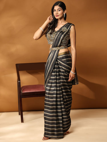 Elegant black ready to wear saree