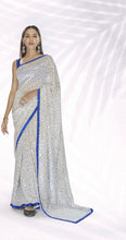Off white party wear sequins saree
